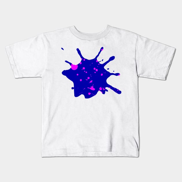 Midnight Blue and Neon Pink Paint Splatter Kids T-Shirt by CraftyCatz